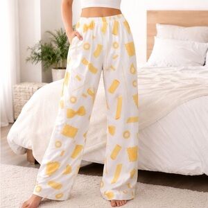 Stylish Yellow Patterned Women's Pants